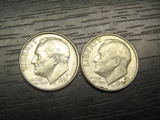 1 дайм 1991 США (два різновиди) Ціна