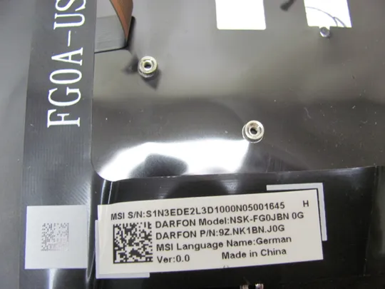 номер0945-30 Кришка панель палмрест клавіатура підсвітка NSK-FG0JBN 3077L5C211  для MSI Katana 17 B12V MS-17L5  оригінал Інструкція