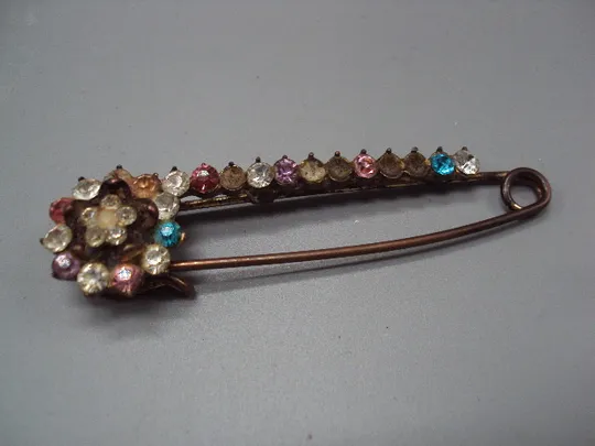Купити Бижутерия брошка булавка брошь с разноцветными вставками цветок 7,8см (нет несколько вставок) №15549