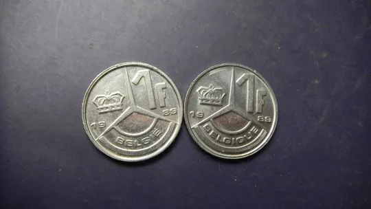 1 франк Бельгія 1989 (два різновиди) Ціна