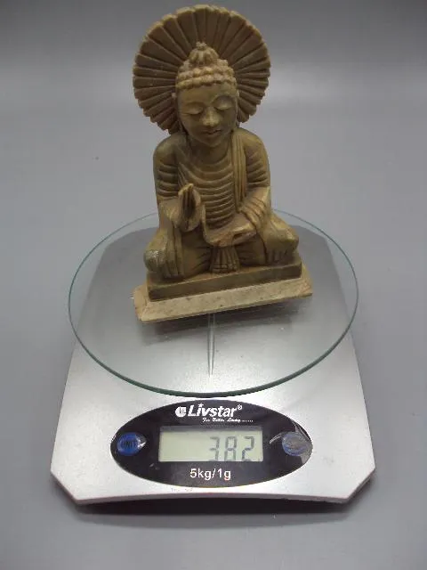 Фигура натуральный камень статуэтка сидящий Будда в позе лотоса высота 13 см вес 382 грамм (№1386) Характеристики