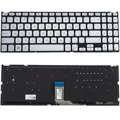 фото, Клавіатура для ноутбука ASUS (X512 series) ukr, silver, без фрейму, підсвічування клавіш