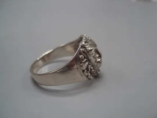 Кольцо мужской перстень голова льва печатка лев серебро 800 проба вес 6,61 г 21,5 размер №15587 Недорого