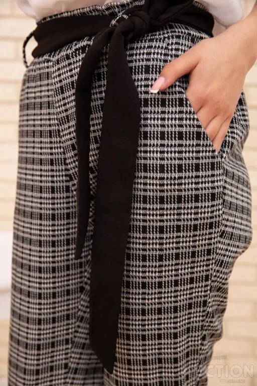 Женские укороченные брюки, в клетку, цвет Серый, 172R9313-2 Де купити