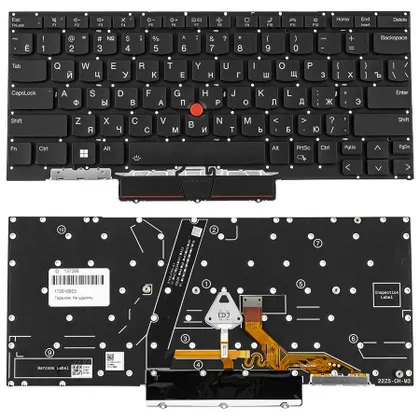 фото, Клавіатура для ноутбука Lenovo (ThinkPad: X1 Nano Gen 3) rus, black, підсвічування клавіш, без фрейму (ОРИГІНАЛ)