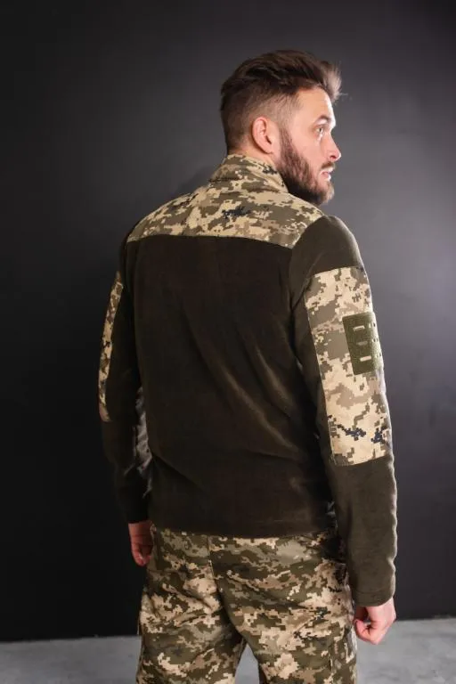 Кофта флисовая мужская военная тактическая с липучками под шевроны ВСУ (ЗСУ) Пиксель 8024 46 размер Характеристики