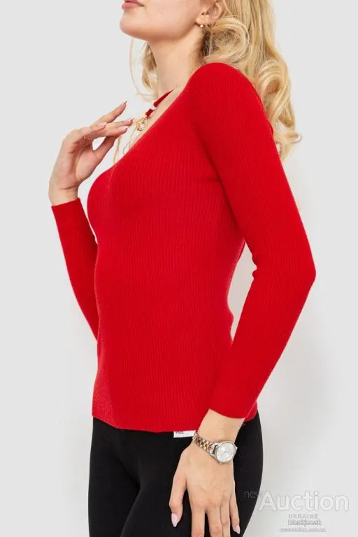 Кофта женская в рубчик, цвет красный, 204R037 З аукціону