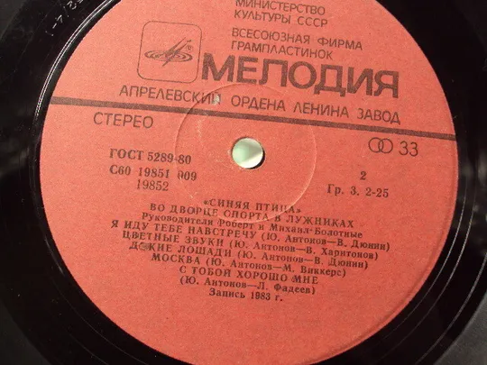 Пластинка мелодия Синяя Птица во Дворе спорта в Лужниках 1983 год диаметр 30 см №15403МЯ Інструкція