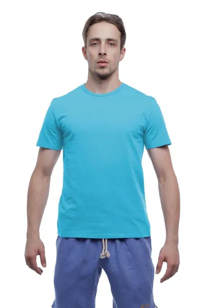 фото, Футболка чоловіча однотонна з бавовни Bono 950153 блакитна 54