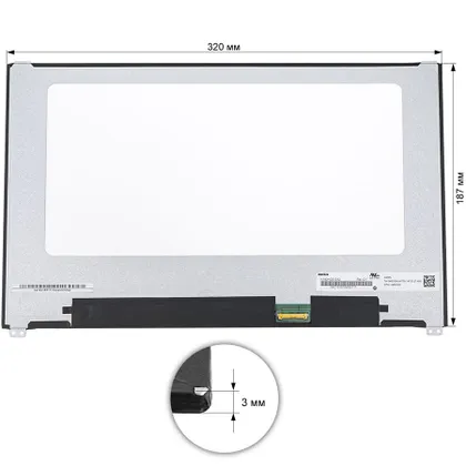 фото, Матриця 14.0 N140HCE-G52 (1920*1080, 30pin(eDP, IPS), LED, SLIM(без дод. панелі), матова, роз'єм праворуч знизу, th=2.8mm) для