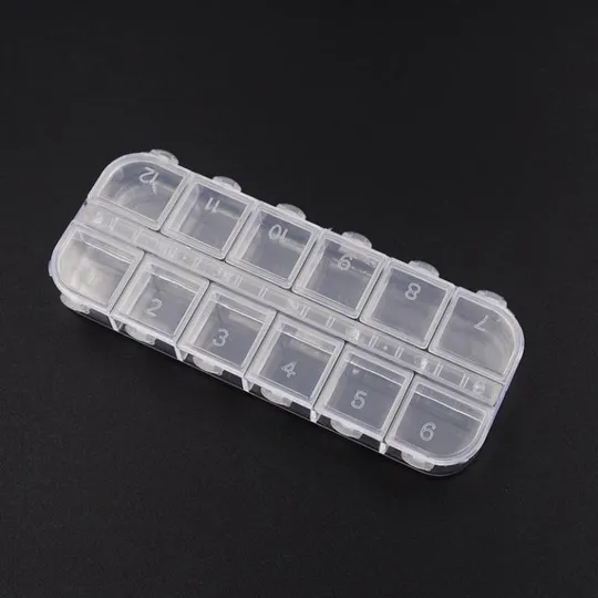 Контейнер органайзер для бисера на 12 ячеек 13*5*1 см прозрачный пластик Інтернет-аукціон