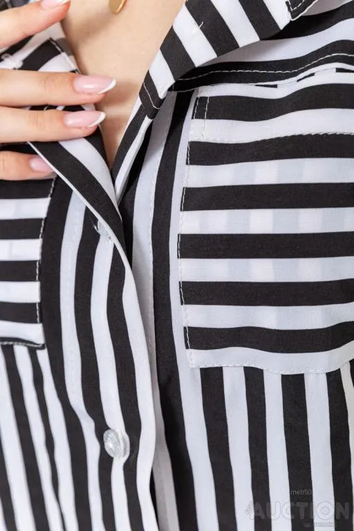 Блуза без рукавов в полоску, цвет черно-белый, 102R068-1 Де купити