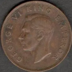 Новая Зеландия 1 пенни 1943 г.  ФАУНА. РЕДКАЯ.  ФОТО-СКАН. Продаж
