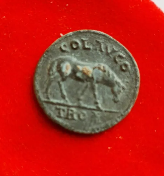 Древняя монета Троя, Александрия, лошадь пасётся, богиня Тихе ft352 Продаж