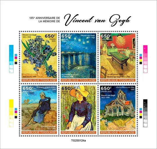 Того- Живопись-Винсент Ван Гог-2025.Чистый полный красивый комплект. MNH. З аукціону