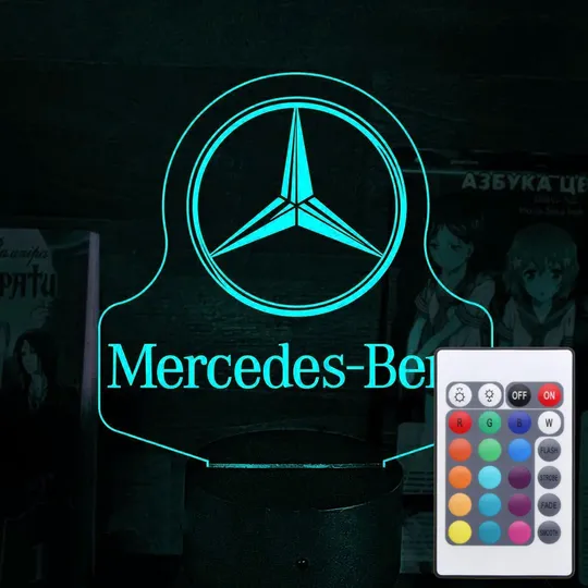 Акриловий світильник-нічник з пультом 16 кольорів Mercedes-Benz tty-n000517 Ціна