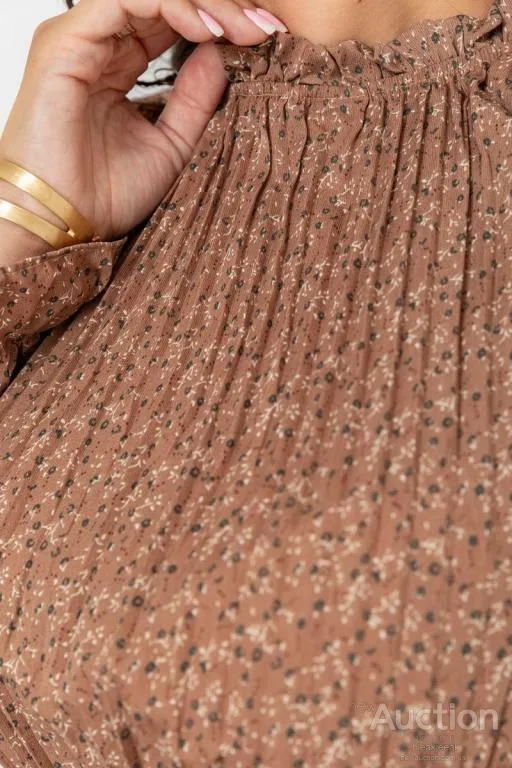 Платье шифоновое  свободного кроя, цвет мокко, 204R701-1 Де купити