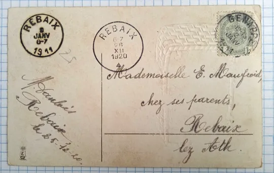 Поштова картка З Новим роком 1911 рік Бельгія Ja07 З аукціону