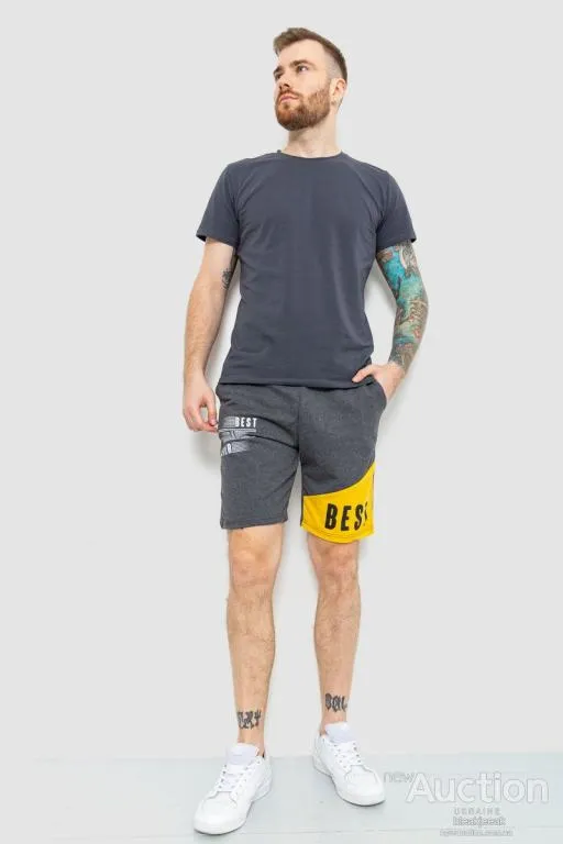 Купити Шорты мужские прямого кроя, цвет темно-серый, 214R001-1