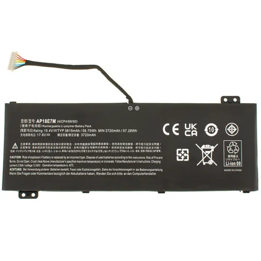 Батарея для ноутбука ACER AP18E7M (Aspire: A715-74G, AN515-54, CN517-71, PT315-51, PT317-53  series) 15.4V 3815mAh 58.75Wh, Black З аукціону