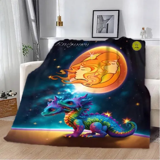 Плед 3D авторский со знаком зодиака на 2024 год Близнецы 2755_B 12861 135х160 см Ціна