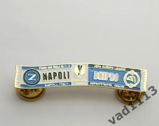 Футбол - Серия значков шарфы ФК Днепр Днепропетровск (значок № 29). Лига Европы 2012-13 Наполи Италия - ФК Днепр Днепропетровск Ціна