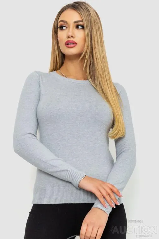 Кофта женский однотонный повседневный, цвет светло-серый, 244R2033 Ціна