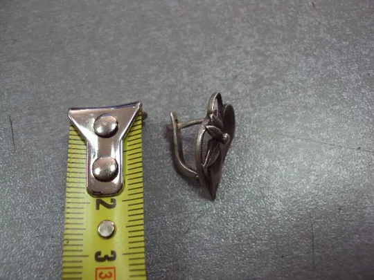 Серьга цветочек цветок листья сердце серебро 925 проба украина вес 2,45 г №11112 Де купити