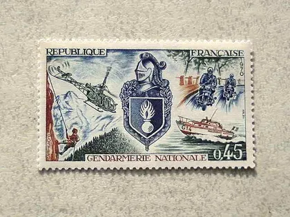 фото, Поштова марка Франція " Національна Жандармерія " 1970 рік **