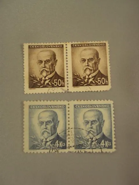 марки сцепки Чехословакия 1945 стандарт личности лот 4 шт гаш №1576 Ціна