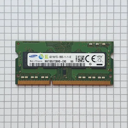 фото, Модуль пам'яті Samsung 4GB 1Rx8 PC3-12800S (DDR3) M471B5173BH0-CK0 для ноутбука