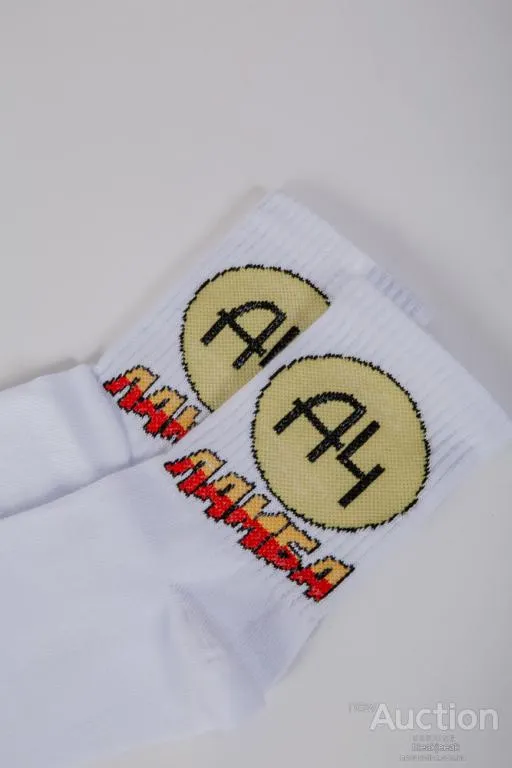 Мужские носки, белого цвета с принтом, 151R105 З аукціону