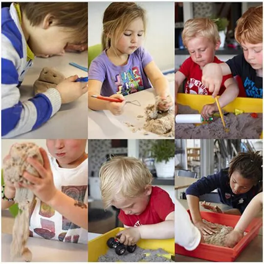 Набор кинетический песок 1 кг в надувной песочнице 44х60 см 6 пластиковых пасочек Зелено-бежевый Характеристики