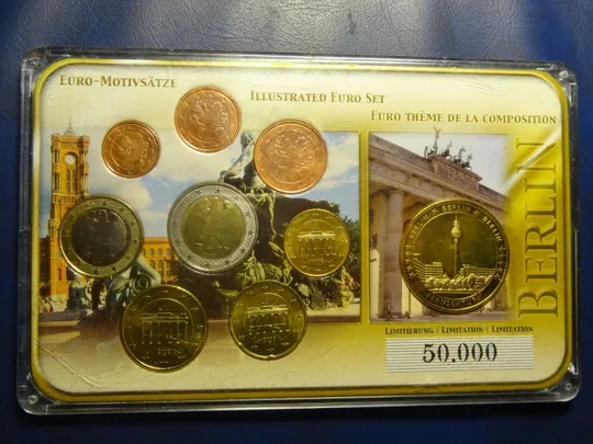 Комплект євромонет Німеччини 2002 F (повний комплект+медаль) UNC Ціна