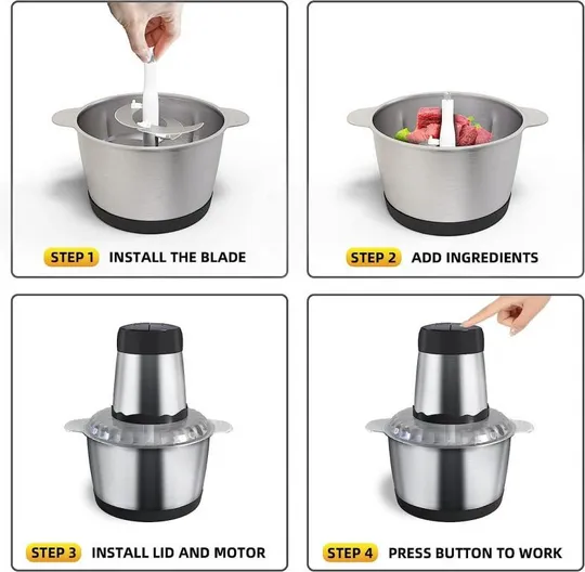 Купити Измельчитель чаша 2 л 4 лезвия из нержавеющей стали Rainberg RB-2202 1300 Watt