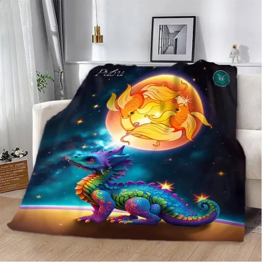 Плед 3D авторский со знаком зодиака на 2024 год Рыбы 2762_B 12882 135х160 см Ціна