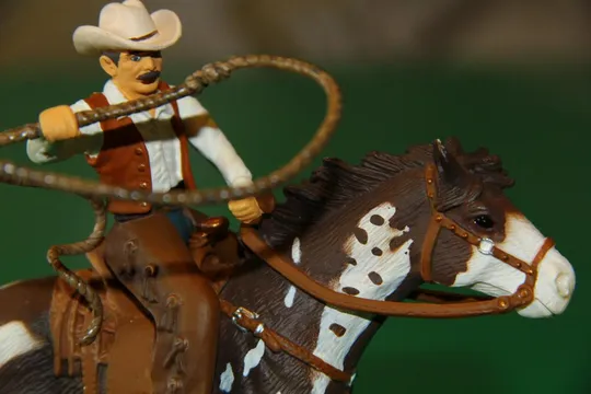 Купити КОВБОЙ З ЛАСО-АРКАНОМ на коні SCHLEICH 90-100мм ФРН ФРГ люкс!!