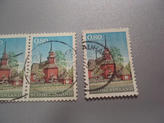 Купити марки сцепка Финляндия 1970 стандарт архитектура здание Кирха церковь лот 3 шт гаш №2113