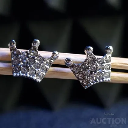 фото, Сережки біжутерія корона сріблясті з камінчиками