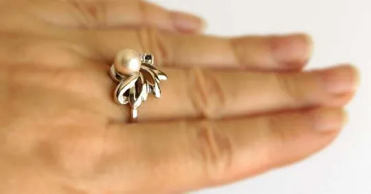 Купити Каблучка кілечко з перлиною та сапфірами срібло 835 Germany