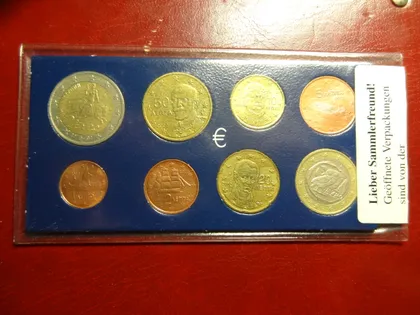 фото, Комплект євромонет Греції 2002 UNC (повний комплект+сертифікат)