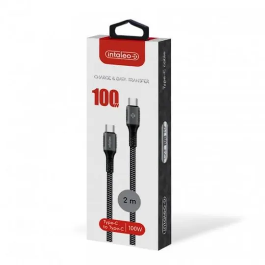 Купити Кабель Intaleo CBGPD100WTT2 USB Type-C - USB Type-C (M/M), 100W, 2 м, Grey (1283126559570)