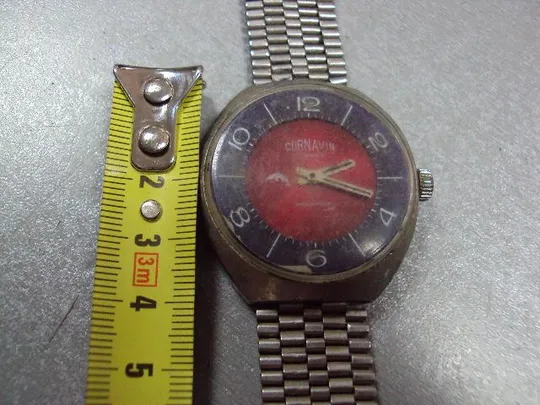 Наручные часы Cornavin Корнавин 17 камней с красным циферблатом Марлин с браслетом длина 21см №12062 З аукціону