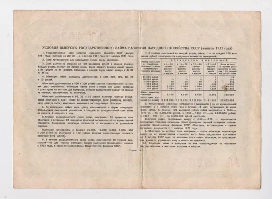 Купити ГОСУДАРСТВЕННЫЙ ЗАЕМ РАЗВИТИЯ НАРОДНОГО ХОЗЯЙСТВА СССР = Облигация 10 руб. = 1951 г.