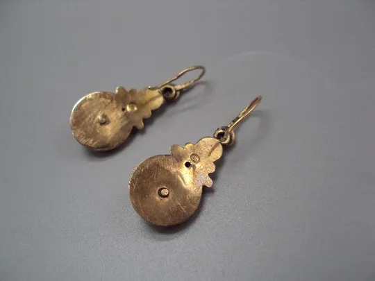 Серьги цветы бирюза цветочки пустотелые золото клеймо ИП 56 проба длина 3,9 см, вес 5,35 г №11688 Характеристики