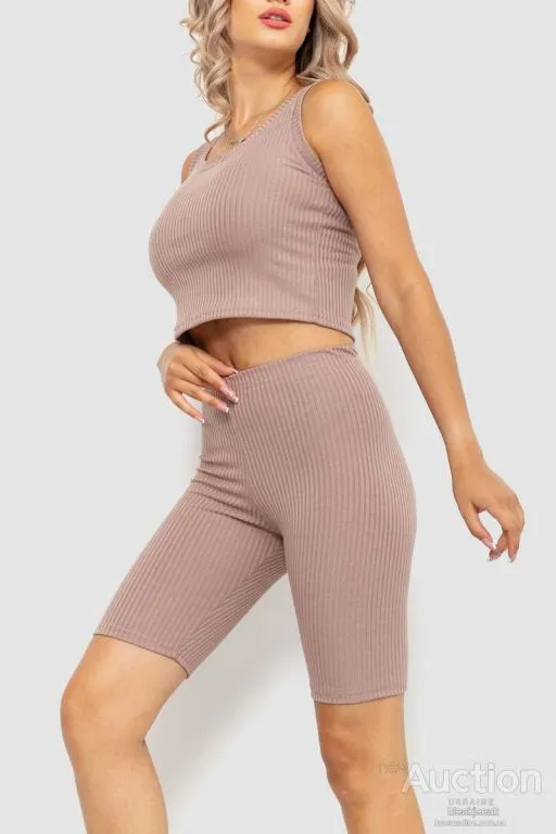 Костюм женский в рубчик повседневный, цвет темно-бежевый, 214R700 З аукціону