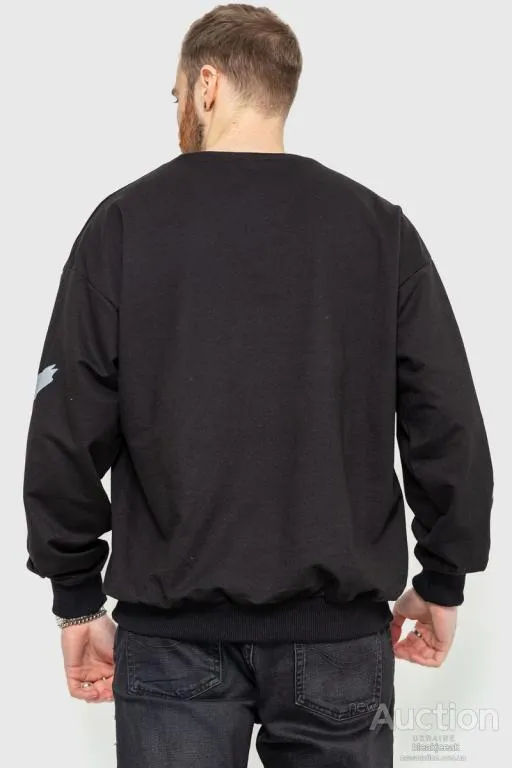 Свитшот мужской с принтом, цвет черный, 208R0232 Продаж