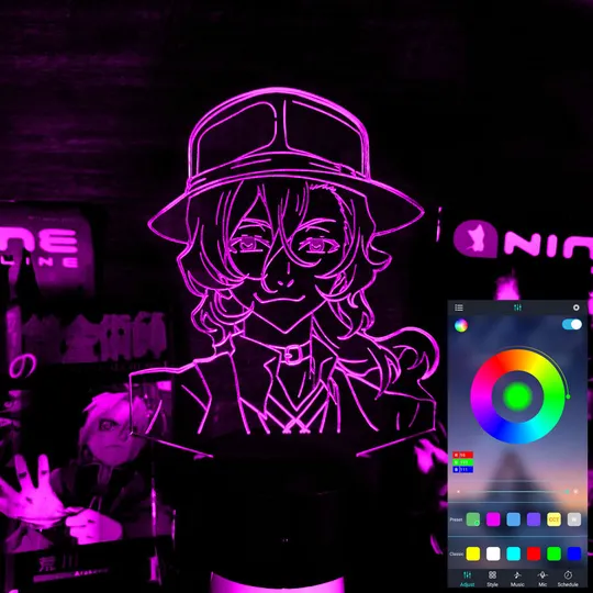 Акриловий світильник-нічник керування з телефона Чуя Накахара 2 tty-n001912 Ціна