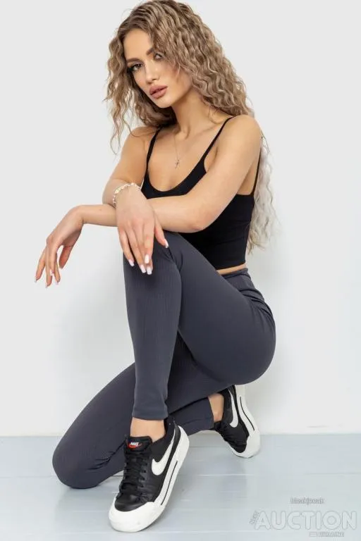 Лосины женские в рубчик, цвет темно-серый, 205R606 Ціна