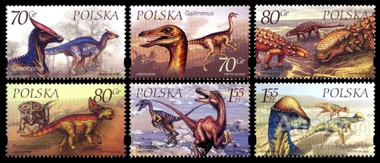 Купити Польша-Динозавры-2000. Чистый полный красивый комплект-М/Лист+серия 6 марок.MNH.